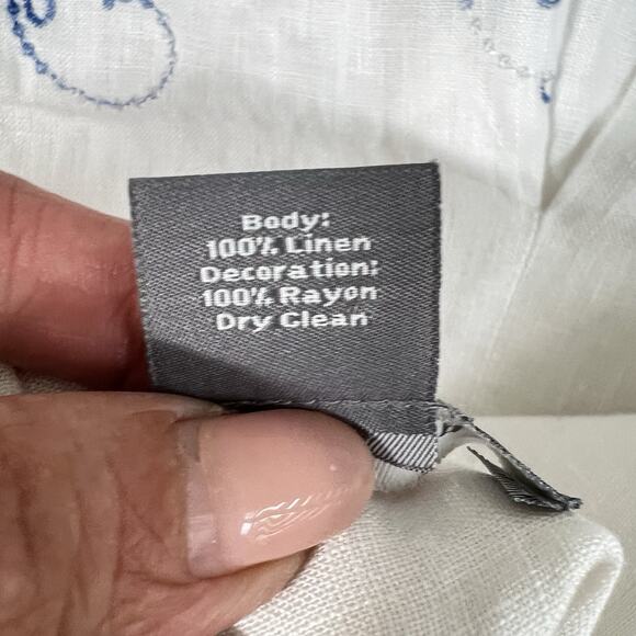 Ann Taylor 100% Linen A Line Skirt Size 8 White Blue Embroidered Floral Lined - Picture 9 of 12